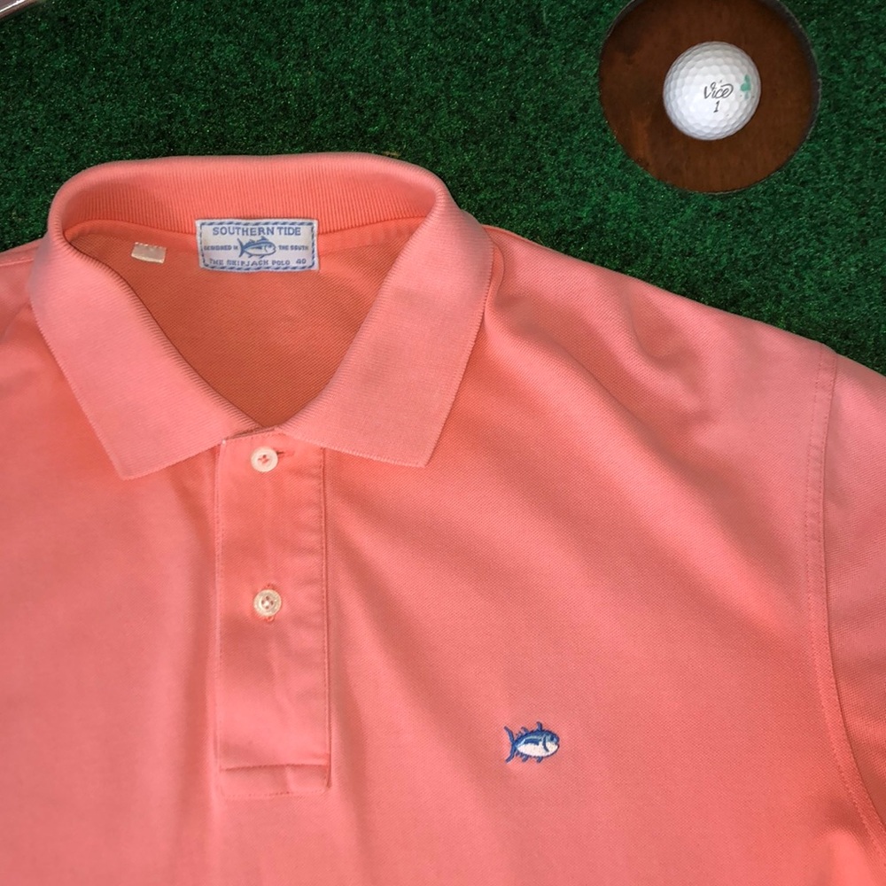 Large Southern Tide Coral Golf Polo Shirt Large